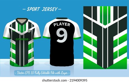 T-shirt sport template design for soccer jersey, football kit fot basketball, badminton jersey. Sport uniform in front and back view. Sport shirt mock up for sport club. Vector Illustration.