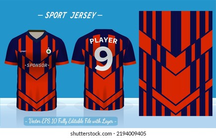 T-shirt sport template design for soccer jersey, football kit fot basketball, badminton jersey. Sport uniform in front and back view. Sport shirt mock up for sport club. Vector Illustration.