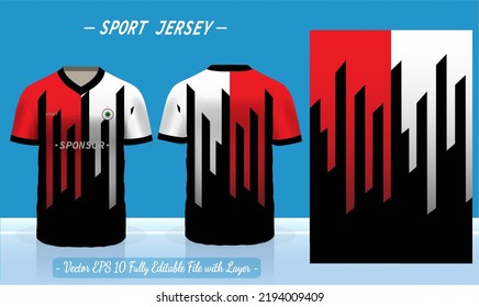 T-shirt sport template design for soccer jersey, football kit fot basketball, badminton jersey. Sport uniform in front and back view. Sport shirt mock up for sport club. Vector Illustration.