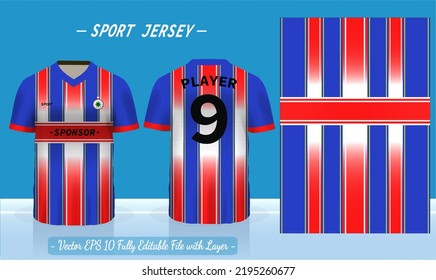 T-shirt sport template design for soccer jersey, football kit or basketball, badminton jersey. Sport uniform in front and back view. Sport shirt mock up for sport club. Vector Illustration.