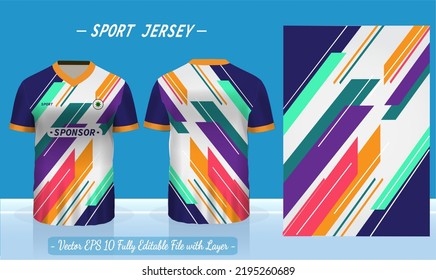 T-shirt sport template design for soccer jersey, football kit or basketball, badminton jersey. Sport uniform in front and back view. Sport shirt mock up for sport club. Vector Illustration.