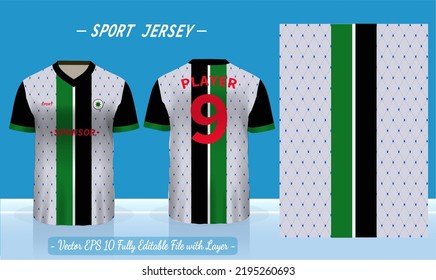 T-shirt sport template design for soccer jersey, football kit or basketball, badminton jersey. Sport uniform in front and back view. Sport shirt mock up for sport club. Vector Illustration.
