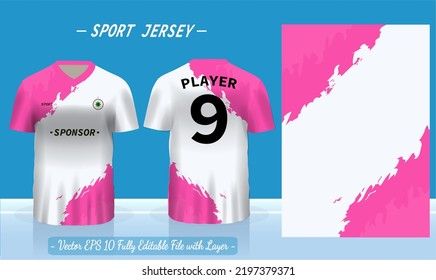 T-shirt sport template design for soccer jersey, football kit or basketball, badminton jersey. Sport uniform in front and back view. Sport shirt mock up for sport club. Vector Illustration.
