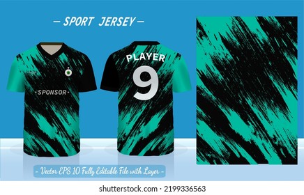 T-shirt sport template design for soccer jersey, football kit or basketball, badminton jersey. Sport uniform in front and back view. Sport shirt mock up for sport club. Vector Illustration.