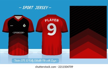 T-shirt sport template design for soccer jersey, football kit or basketball, badminton jersey. Sport uniform in front and back view. Sport shirt mock up for sport club. Vector Illustration.