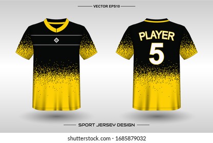 T-shirt sport vector design template, Soccer jersey mockup for football club. uniform front and back view. Clothing for Men adult. Can use for printing, branding logo team, squad, match event