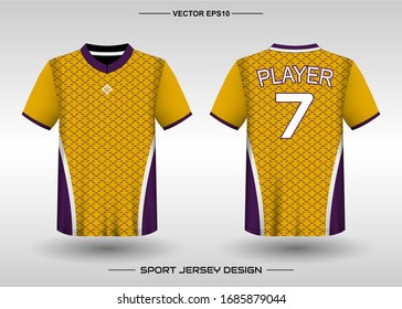 T-shirt sport vector design template, Soccer jersey mockup for football club. uniform front and back view. Clothing for Men adult. Can use for printing, branding logo team, squad, match event