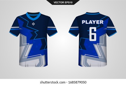 T-shirt sport vector design template, Soccer jersey mockup for football club. uniform front and back view. Clothing for Men adult. Can use for printing, branding logo team, squad, match event