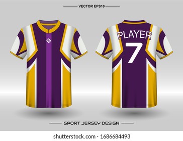 T-shirt sport vector design template, Soccer jersey mockup for football club. uniform front and back view. Clothing for Men adult. Can use for printing, branding logo team, squad, match event