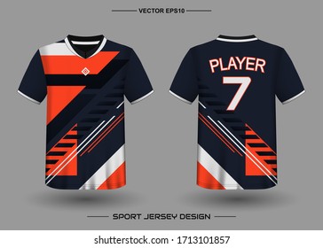 T-shirt sport vector design template, Soccer jersey mockup for football club. uniform front and back view. Clothing Men adult. Can use for printing, branding logo team, squad, match event, tournament