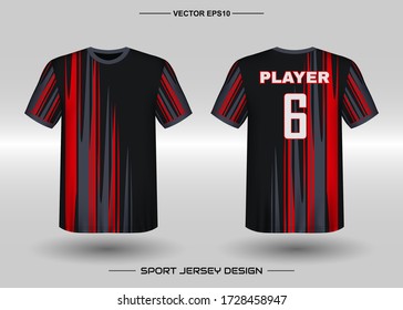 T-shirt sport vector design template, Soccer jersey mockup for football club. uniform front and back view. Clothing Men adult. Can use for printing, branding logo team, squad, match event, tournament