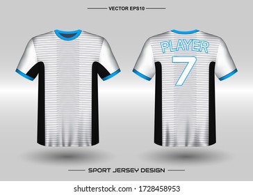 T-shirt sport vector design template, Soccer jersey mockup for football club. uniform front and back view. Clothing Men adult. Can use for printing, branding logo team, squad, match event, tournament