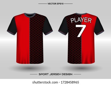 T-shirt sport vector design template, Soccer jersey mockup for football club. uniform front and back view. Clothing Men adult. Can use for printing, branding logo team, squad, match event, tournament