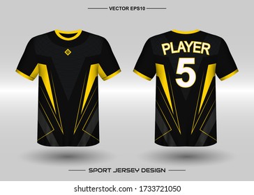 T-shirt sport vector design template, Soccer jersey mockup for football club. uniform front and back view. Clothing for Men adult. Can use for printing, branding logo team, squad, match event