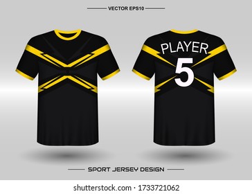 T-shirt sport vector design template, Soccer jersey mockup for football club. uniform front and back view. Clothing for Men adult. Can use for printing, branding logo team, squad, match event