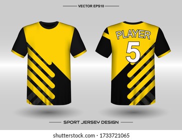 T-shirt sport vector design template, Soccer jersey mockup for football club. uniform front and back view. Clothing for Men adult. Can use for printing, branding logo team, squad, match event