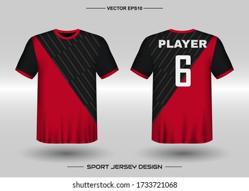 T-shirt sport vector design template, Soccer jersey mockup for football club. uniform front and back view. Clothing for Men adult. Can use for printing, branding logo team, squad, match event