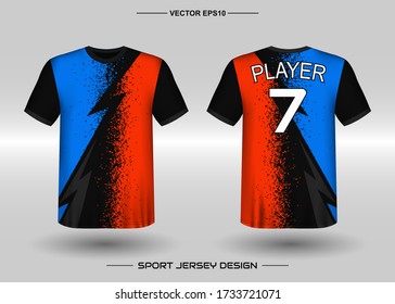 T-shirt sport vector design template, Soccer jersey mockup for football club. uniform front and back view. Clothing for Men adult. Can use for printing, branding logo team, squad, match event
