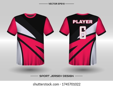 T-shirt sport vector design template, Soccer jersey mockup for football club. uniform front and back view. Clothing Men adult. Can use for printing, branding logo team, squad, match event, tournament