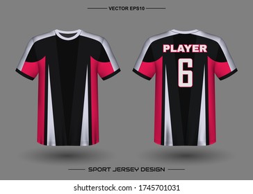 T-shirt sport vector design template, Soccer jersey mockup for football club. uniform front and back view. Clothing Men adult. Can use for printing, branding logo team, squad, match event, tournament