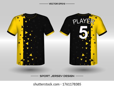 T-shirt sport vector design template, Soccer jersey mockup for football club. uniform front and back view. Clothing Men adult. Can use for printing, branding logo team, squad, match event, tournament
