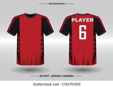 T-shirt sport vector design template, Soccer jersey mockup for football club. uniform front and back view. Clothing Men adult. Can use for printing, branding logo team, squad, match event, tournament