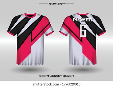 T-shirt sport vector design template, Soccer jersey mockup for football club. uniform front and back view. Clothing Men adult. Can use for printing, branding logo team, squad, match event, tournament