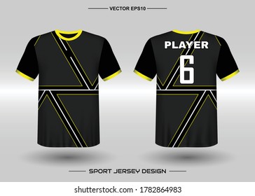 T-shirt sport vector design template, Soccer jersey mockup for football club. uniform front and back view. Clothing Men adult. Can use for printing, branding logo team, squad, match event, tournament