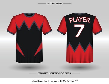 T-shirt sport vector design template, Soccer jersey mockup for football club. uniform front and back view. Clothing Men adult. Can use for printing, branding logo team, squad, match event, tournament