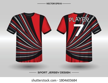 T-shirt sport vector design template, Soccer jersey mockup for football club. uniform front and back view. Clothing Men adult. Can use for printing, branding logo team, squad, match event, tournament