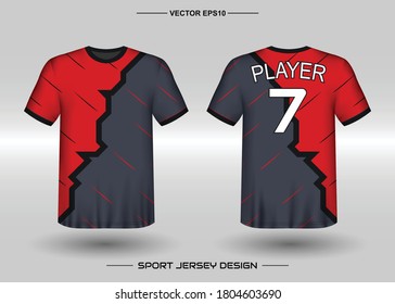 T-shirt sport vector design template, Soccer jersey mockup for football club. uniform front and back view. Clothing Men adult. Can use for printing, branding logo team, squad, match event, tournament