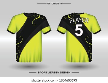 T-shirt sport vector design template, Soccer jersey mockup for football club. uniform front and back view. Clothing Men adult. Can use for printing, branding logo team, squad, match event, tournament