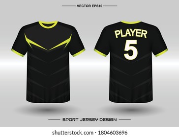 T-shirt sport vector design template, Soccer jersey mockup for football club. uniform front and back view. Clothing Men adult. Can use for printing, branding logo team, squad, match event, tournament
