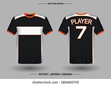 T-shirt sport vector design template, Soccer jersey mockup for football club. uniform front and back view. Clothing Men adult. Can use for printing, branding logo team, squad, match event, tournament