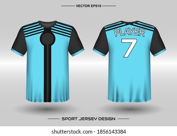 T-shirt sport vector design template, Soccer jersey mockup for football club. uniform front and back view. Clothing Men adult. Can use for printing, branding logo team, squad, match event, tournament