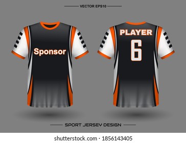 T-shirt sport vector design template, Soccer jersey mockup for football club. uniform front and back view. Clothing Men adult. Can use for printing, branding logo team, squad, match event, tournament