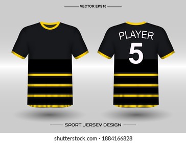 T-shirt sport vector design template, Soccer jersey mockup for football club. uniform front and back view. Clothing Men adult. Can use for printing, branding logo team, squad, match event, tournament