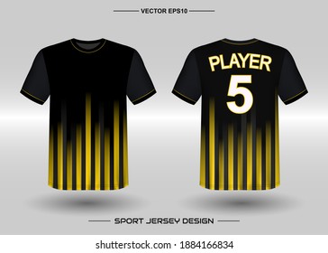 T-shirt sport vector design template, Soccer jersey mockup for football club. uniform front and back view. Clothing Men adult. Can use for printing, branding logo team, squad, match event, tournament