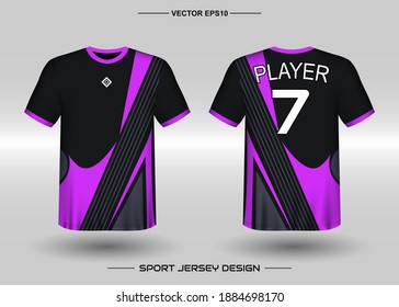 T-shirt Sport Vector Design Template, Soccer Jersey Mockup For Football Club. Uniform Front And Back View. Clothing Men Adult. Can Use For Printing, Branding Logo Team, Squad, Match Event, Tournament