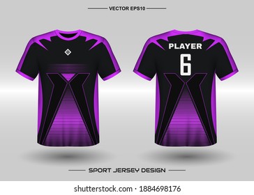 T-shirt sport vector design template, Soccer jersey mockup for football club. uniform front and back view. Clothing Men adult. Can use for printing, branding logo team, squad, match event, tournament