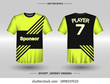 T-shirt sport vector design template, Soccer jersey mockup for football club. uniform front and back view. Clothing Men adult. Can use for printing, branding logo team, squad, match event, tournament