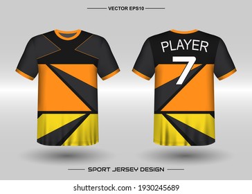 T-shirt sport vector design template, Soccer jersey mockup for football club. uniform front and back view. Clothing Men adult. Can use for printing, branding logo team, squad, match event, tournament