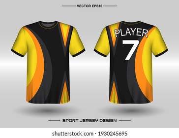 T-shirt sport vector design template, Soccer jersey mockup for football club. uniform front and back view. Clothing Men adult. Can use for printing, branding logo team, squad, match event, tournament