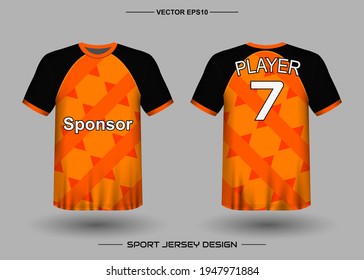 T-shirt sport vector design template, Soccer jersey mockup for football club. uniform front and back view. Clothing Men adult. Can use for printing, branding logo team, squad, match event, tournament