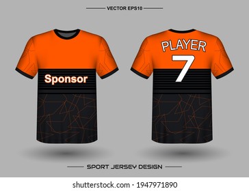 T-shirt sport vector design template, Soccer jersey mockup for football club. uniform front and back view. Clothing Men adult. Can use for printing, branding logo team, squad, match event, tournament