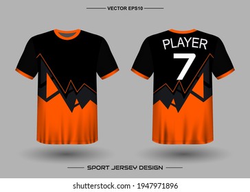 T-shirt sport vector design template, Soccer jersey mockup for football club. uniform front and back view. Clothing Men adult. Can use for printing, branding logo team, squad, match event, tournament
