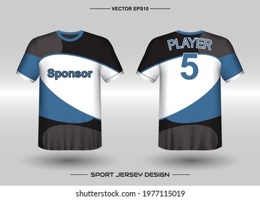 T-shirt sport vector design template, Soccer jersey mockup for football club. uniform front and back view. Clothing Men adult. Can use for printing, branding logo team, squad, match event, tournament