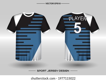 T-shirt sport vector design template, Soccer jersey mockup for football club. uniform front and back view. Clothing Men adult. Can use for printing, branding logo team, squad, match event, tournament