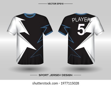 T-shirt sport vector design template, Soccer jersey mockup for football club. uniform front and back view. Clothing Men adult. Can use for printing, branding logo team, squad, match event, tournament