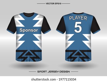 T-shirt sport vector design template, Soccer jersey mockup for football club. uniform front and back view. Clothing Men adult. Can use for printing, branding logo team, squad, match event, tournament